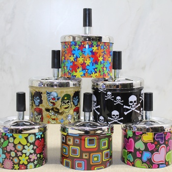 Metal Renkli Basmalı Küllük Yuvarlak