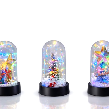 Yılbaşı Temalı Işıklı Dekoratif Cam Fanus - Model 10