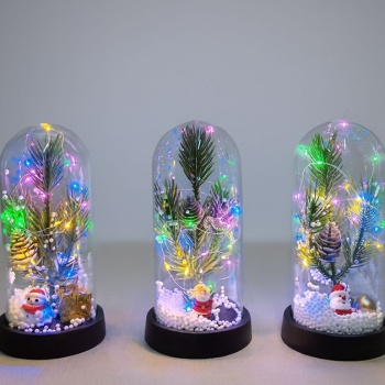 Yılbaşı Temalı Işıklı Dekoratif Cam Fanus - Model 9