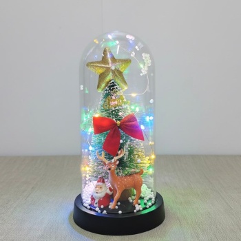 Yılbaşı Temalı Işıklı Dekoratif Cam Fanus - Model 5