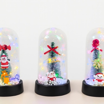 Yılbaşı Temalı Işıklı Dekoratif Cam Fanus - Model 2