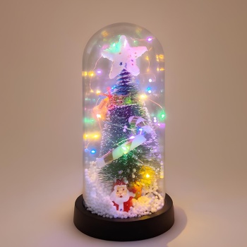 Yılbaşı Temalı Işıklı Dekoratif Cam Fanus - Model 1