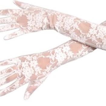 Beyaz Renk Orta Boy Dantelli Eldiven