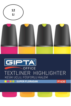 Gıpta Fosforlu Kalem 5 MM Kesik Uç Mor 12li