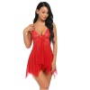 Seksi Kırmızı Tül Dantel Babydoll Gecelik 15507