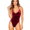 Night Light Kadın Bordo Boyundan Askılı Kadife Fantazi Body 3208