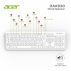 Acer OAK920 Q Usb Beyaz 1.8mt Kablolu Klavye-Tek Tuş Hesap Makinalı (Sessiz Tuş)