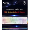 North Shield White Red Switch Türkçe Q RGB Beyaz Mekanik Gaming Klavye