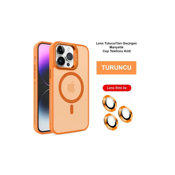 Joko iPhone 14 Pro Max Kılıf Flet Lens Magsafe Kapak - Turuncu