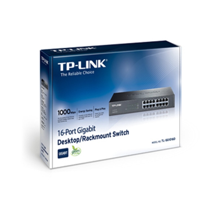 TP-LINK TL-SG1016D 16 Port 10/100/1000 Gigabit Metal Kasa Desktop Switch RACK MOUNT