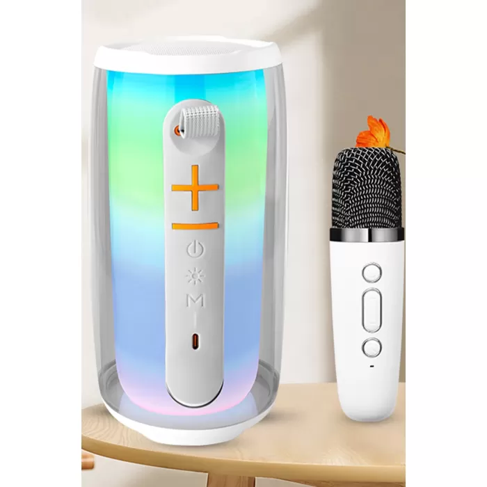 Newface Pluse 6 Mikrofonlu RGB Kablosuz Hoparlör - Beyaz