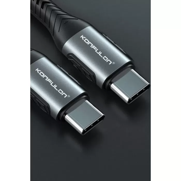 Konfulon DC43 Type-C to Type-C 1M Örgü 60W Hızlı Şarj Kablo - Yeşil