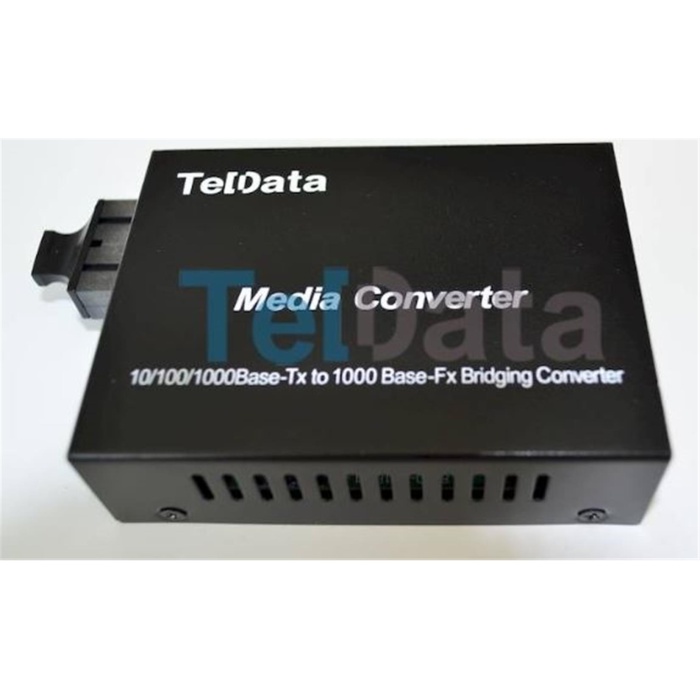 Teldata Media Converter Single Mode 10-100-1000 20 Km Dual Sc 2 Li Paket Set