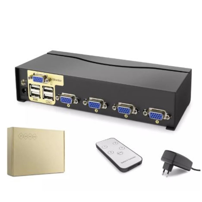 Hadron Hdx1381  4 Port  Vga Kvm Switch Uzaktan kumanda 5V adaptör