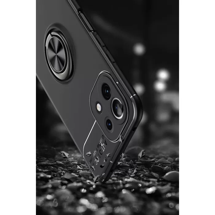 Newface Xiaomi Mİ 11 Lite Kılıf Range Yüzüklü Silikon - Siyah