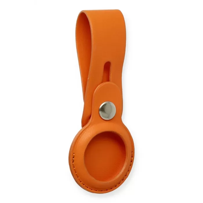 Newface Airtag Askılı Deri Kılıf - Turuncu