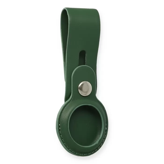 Newface Airtag Askılı Deri Kılıf - Koyu Yeşil