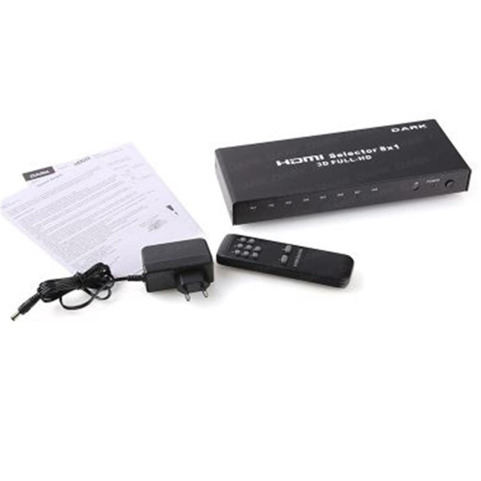 Dark DK-HD-SW8X1 Full HD 8 Giriş 1 Çıkışlı Uzaktan Kumandalı HDMI Switch (Seçici)