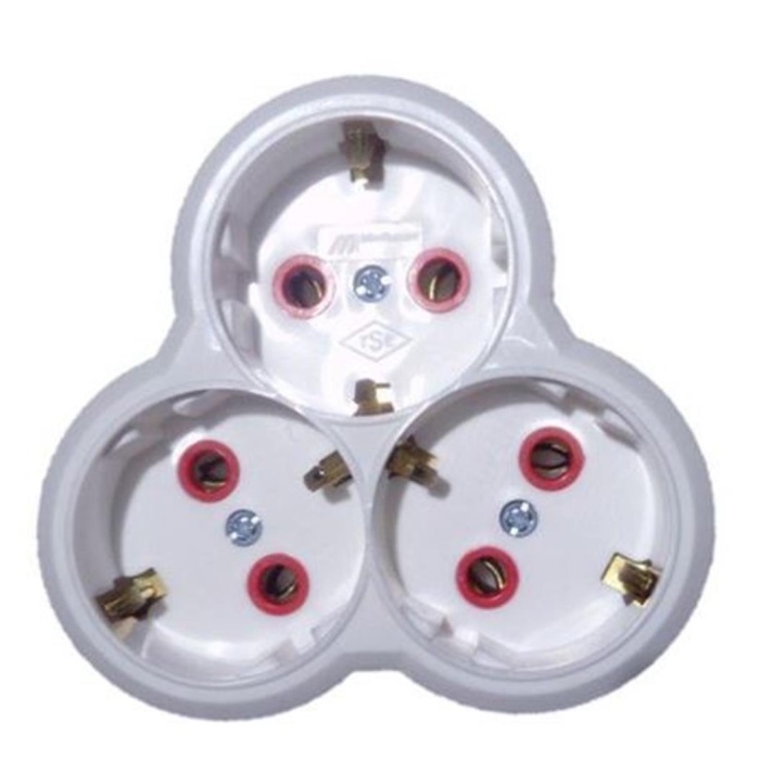 Mutlusan Topraklı Beyaz 3lü Fiş,Priz (Yonca Tip) 001 170 033002 00 00