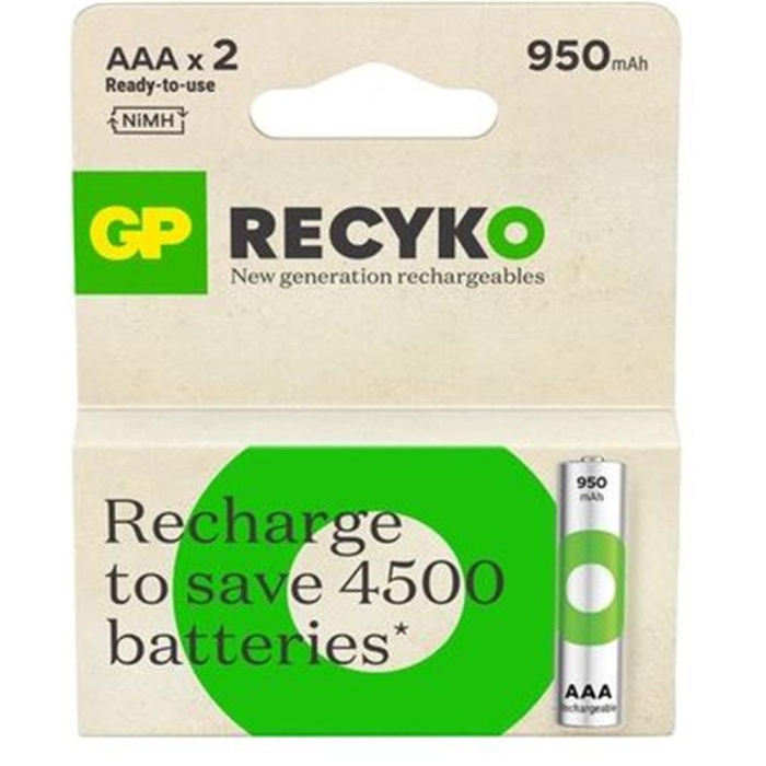 GP AAA 950 mAh Şarjlı İnce Kalem Pil 2li Paket GP100AAHCEMTR-2GB