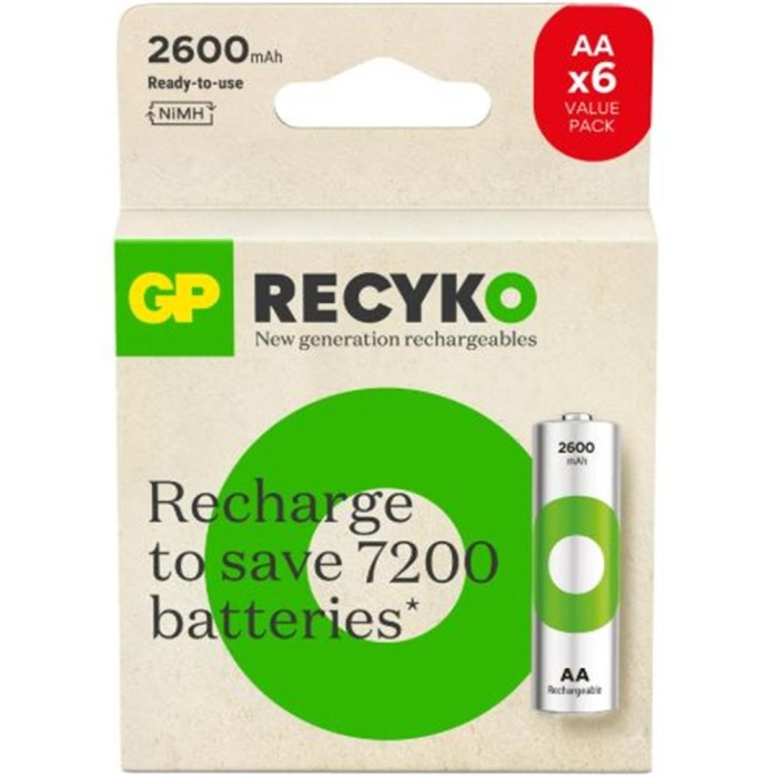 GP AA 2600 mAh Şarjlı Kalem Pil 4+2li Paket GP270AAHCE4-2