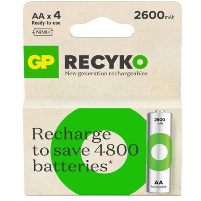GP AA 2600 mAh Şarjlı Kalem Pil 4lü Paket GP270AAHCEMTR