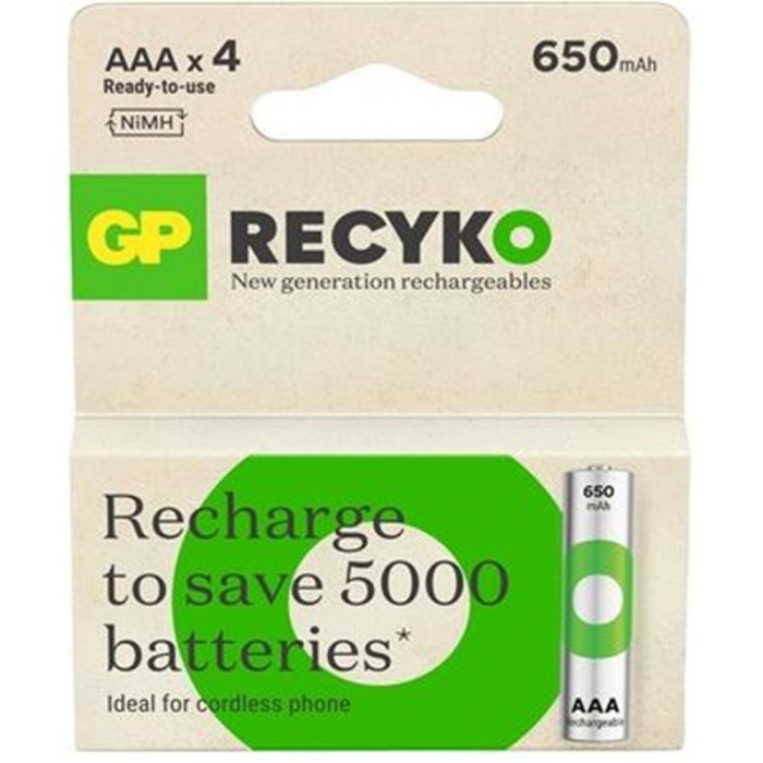 GP AAA 650 mAh Şarjlı İnce Kalem Pil 4lü Paket GP65AAAHCEM-2GBR4