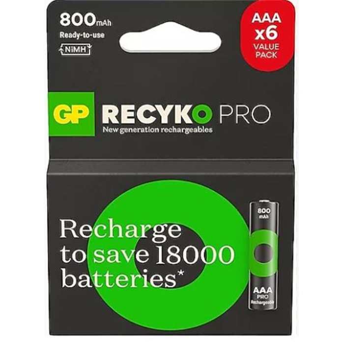 Gp AAA 850 mAh Şarjlı İnce Kalem Pil  4+2li Paket Recyko GPHCH83BOK