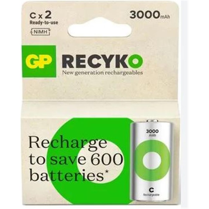 Gp 3000 mAh Orta Boy Şarjlı Pil 2 li  Paket C Boy GP300CHCBMTR-2EB2