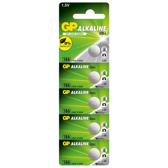 GP GP186-C5 LR43 AG12 Alkalin Düğme Pil 5li Paket
