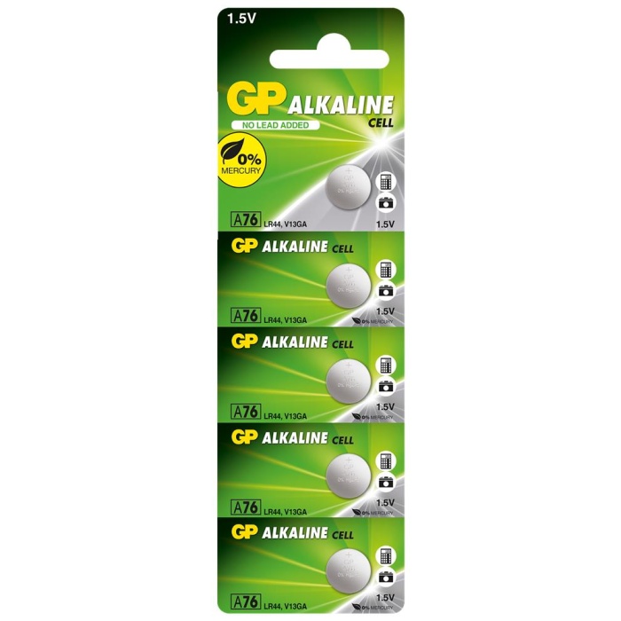 GP GPA76-C5 LR44 AG13 Alkalin Düğme Pil 5li Paket 
