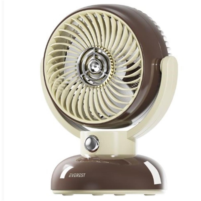 Everest EFN12 Kahve 1200mAh 3 Hız Kademe Led Işıklı Retro Masaüstü Usb Fan
