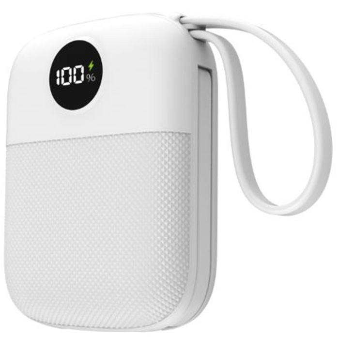 S-link MP110 10000mAh PD22.5W Type-C+Lightning Kablolu Beyaz  Pil Şarj Cihazı Powerbank