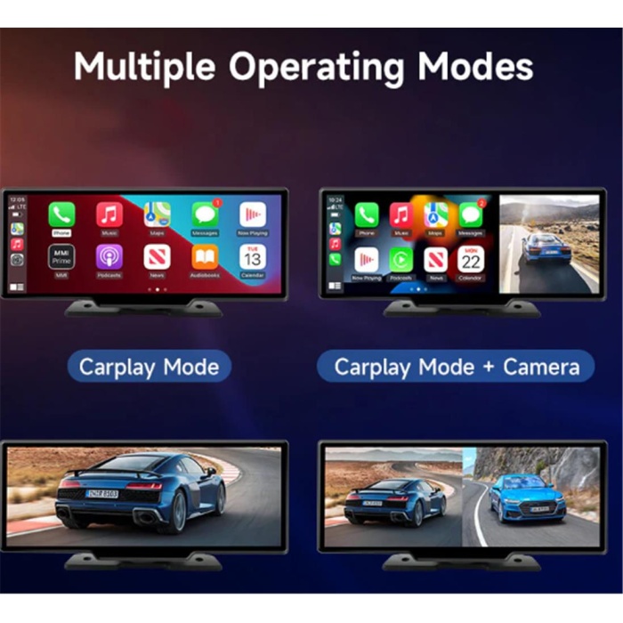 Ottocast 10 Taşınabilir Apple CarPlay & Android Auto, Ön & Arka Kameralı Araç Multimedya