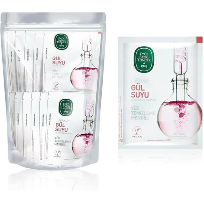 Mistik Gül Suyu Yüz Temizleme Mendili 75li Küçük Boy Doy pack Poşet