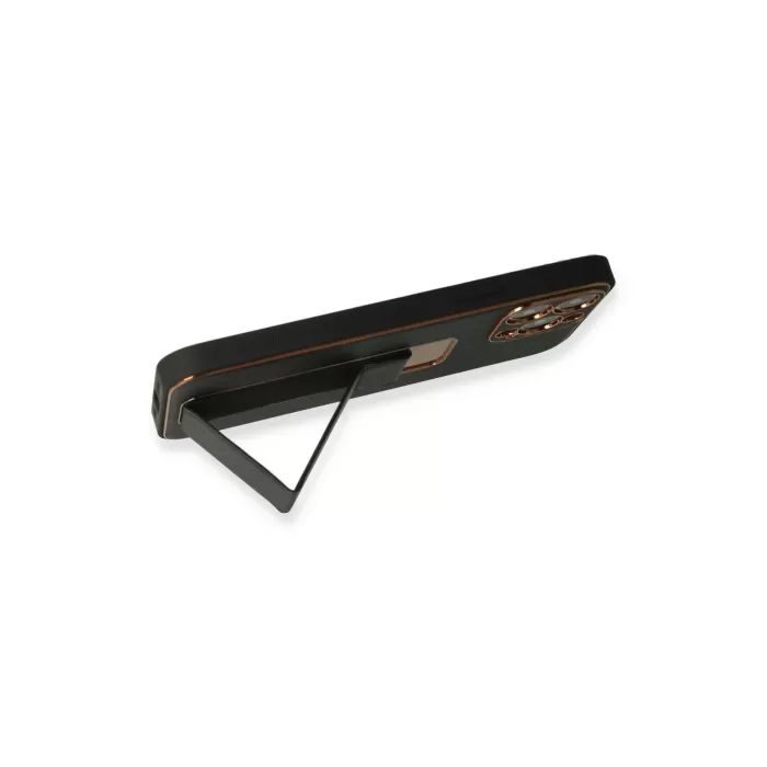 Newface iPhone 13 Pro Kılıf Coco Deri Standlı Kapak - Siyah