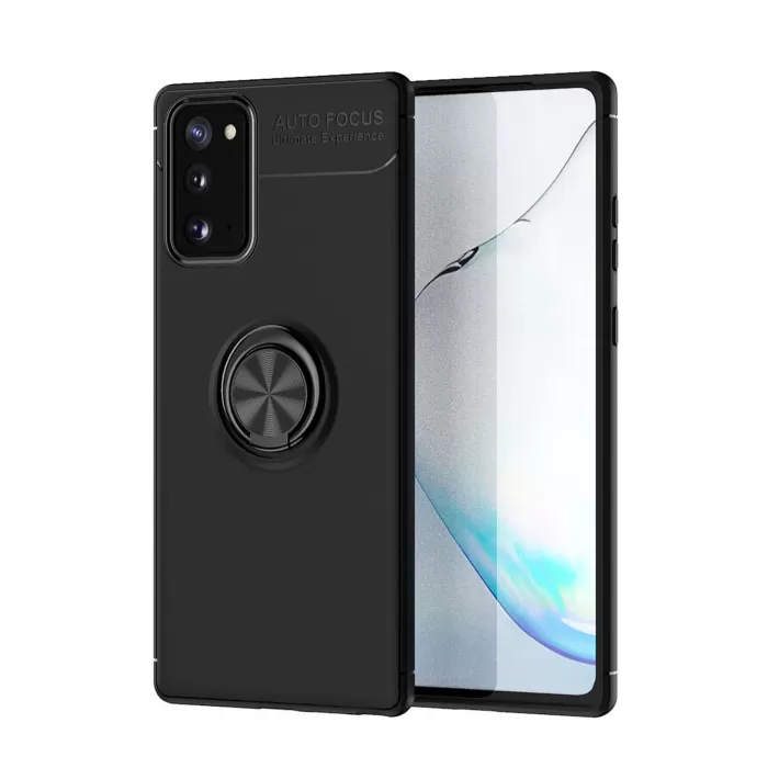 Newface Samsung Galaxy Note 20 Kılıf Range Yüzüklü Silikon - Siyah