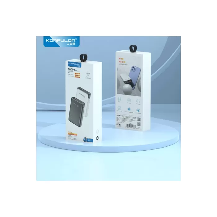 Konfulon A6Q 22.5W Usb 3.0 ve 20W Type-C Çıkışlı 10.000 mAh PD Powerbank - Siyah