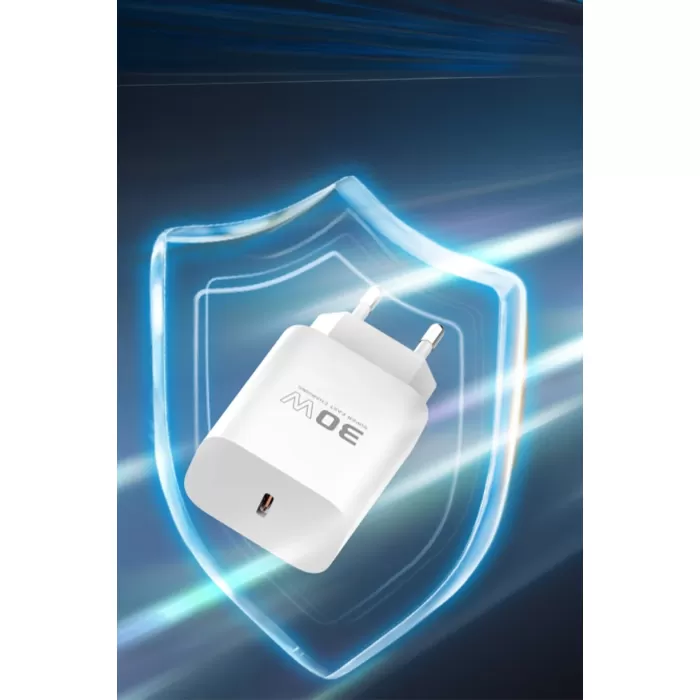 Konfulon C87C 30W Type-C Çıkışlı Ekstra DL50 1M Type-C to Lightning Kablolu PD Şarj Cihazı - Beyaz