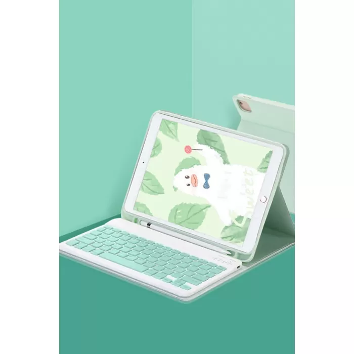 Newface iPad Pro 11 (2022) Kılıf KC01 Smart Klavyeli Tablet Kılıfı - Açık Yeşil