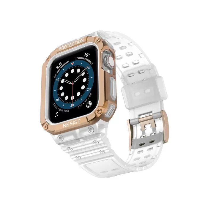 Newface Apple Watch 42mm KR401 Silikon Kordon - Beyaz-Rose