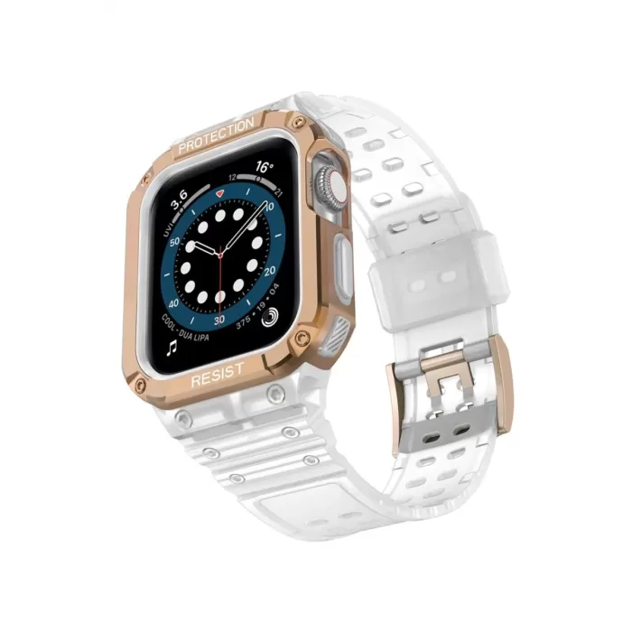 Newface Apple Watch 42mm KR401 Silikon Kordon - Beyaz-Rose