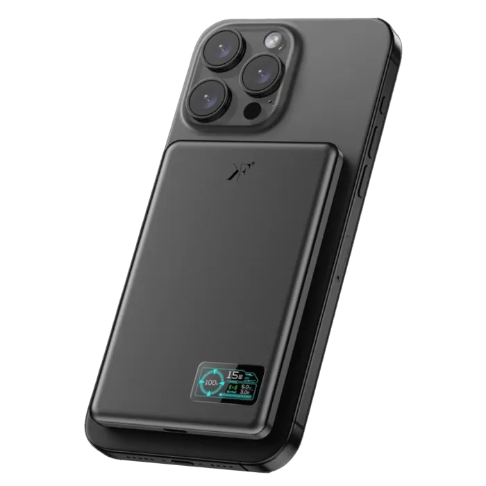 Newface PW595 5.000 mAh Dijital Göstergeli 20W Type-C ve 15W Kablosuz Şarj PD Hızlı Şarj Magsafe Powerbank - Siyah