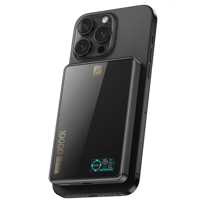 Newface PW598 10.000 mAh Dijital Göstergeli 20W Type-C ve 15W Kablosuz Şarj PD Hızlı Şarj Magsafe Powerbank - Siyah