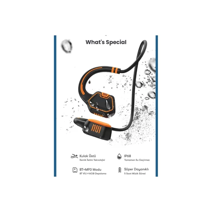 Newface AS9 Suya Dayanıklı Bluetooth Kulaklık - Siyah