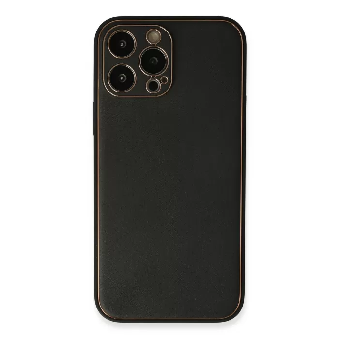 Newface iPhone 13 Pro Max Kılıf Coco Deri Silikon Kapak - Siyah