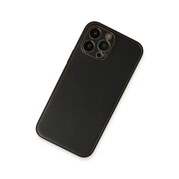 Newface iPhone 13 Pro Max Kılıf Coco Deri Silikon Kapak - Siyah