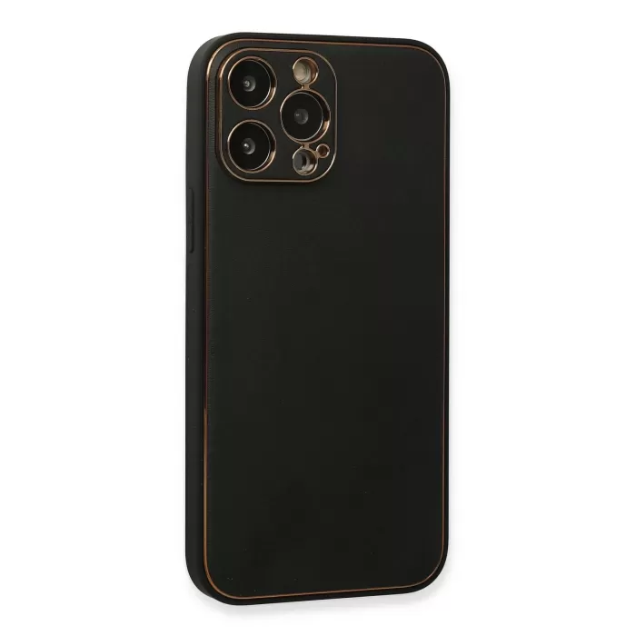 Newface iPhone 13 Pro Max Kılıf Coco Deri Silikon Kapak - Siyah