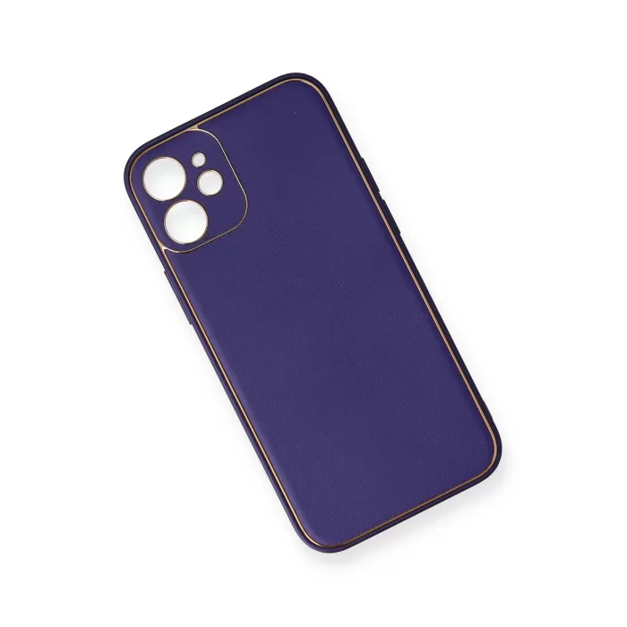 Newface iPhone 12 Mini Kılıf Coco Deri Silikon Kapak - Mor