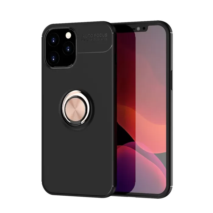 Newface iPhone 12 Pro Max Kılıf Range Yüzüklü Silikon - Siyah-Gold